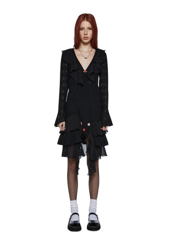 Conspiracy Theories Chiffon Cardigan - Black