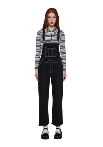 No Bounds Twill Overalls-Black