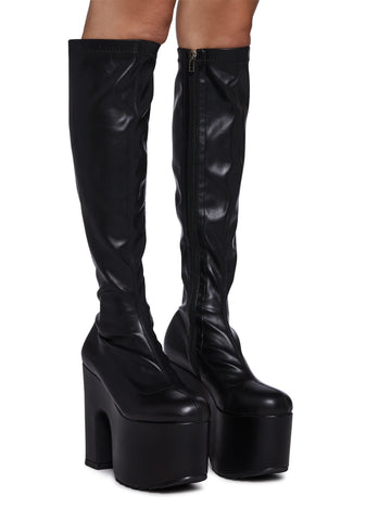 Awkward Knee High Boots - Black