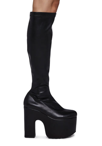 Awkward Knee High Boots - Black