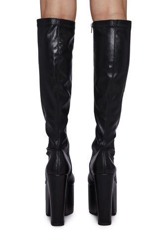 Awkward Knee High Boots - Black