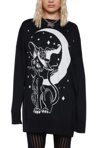 Familiar Kitty Knit Sweater
