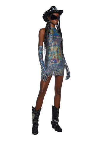 Moon Kissed Mini Dress And Gloves Set - Disco