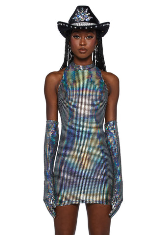 Moon Kissed Mini Dress And Gloves Set - Disco