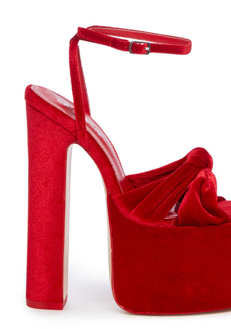 Velveter Platform Heels - Red