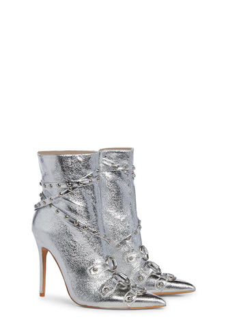 Quinn Heeled Boots-Silver