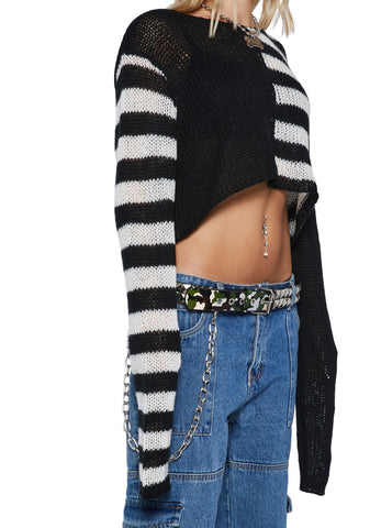 State Of Ruin Cropped Sweater - White