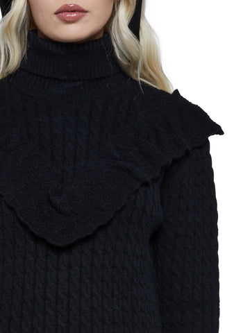 Pastel Ambitions Cable Knit Sweater - Black