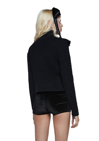 Pastel Ambitions Cable Knit Sweater - Black