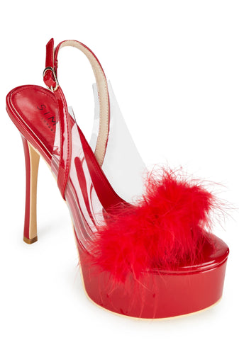 Ivette Fluffy Heels - Red