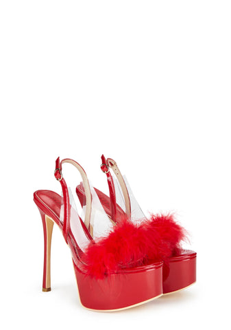 Ivette Fluffy Heels - Red