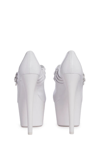 Natasha Platform Stiletto Heels - White