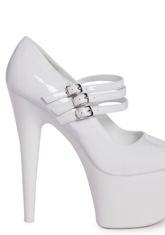 Natasha Platform Stiletto Heels - White