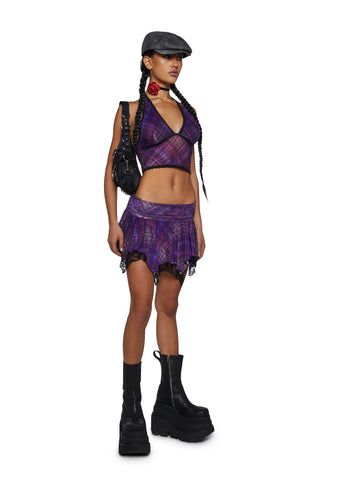 Tales Of Fantasy Mini Skirt - Purple Plaid
