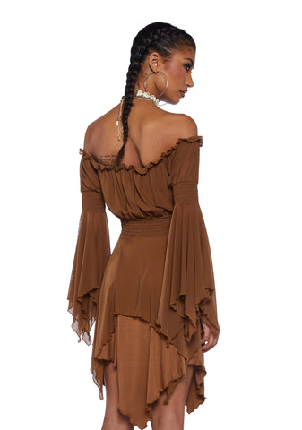 Musical Odyssey Mini Dress - Brown