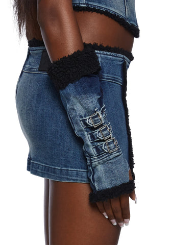 Lara Denim Gloves- Black