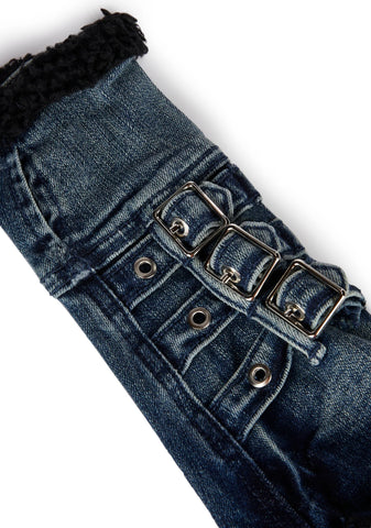 Lara Denim Gloves- Black