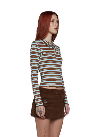 Mellow Mornings Long Sleeve Top - Brown