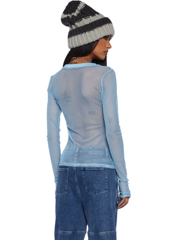 See Thru Me Fishnet Top - Baby Blue