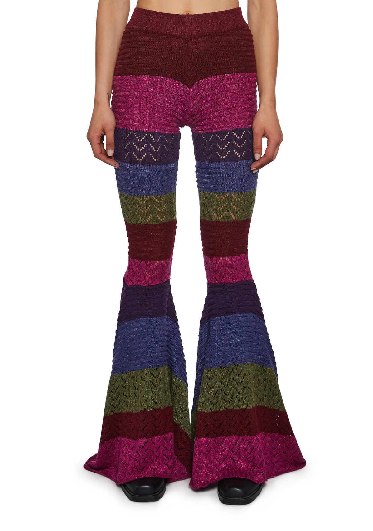 Trippy Fads Crochet Pants - Striped