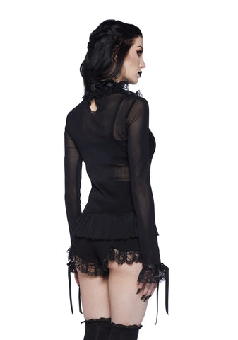 Obsession Within Long Sleeve Top  - Black