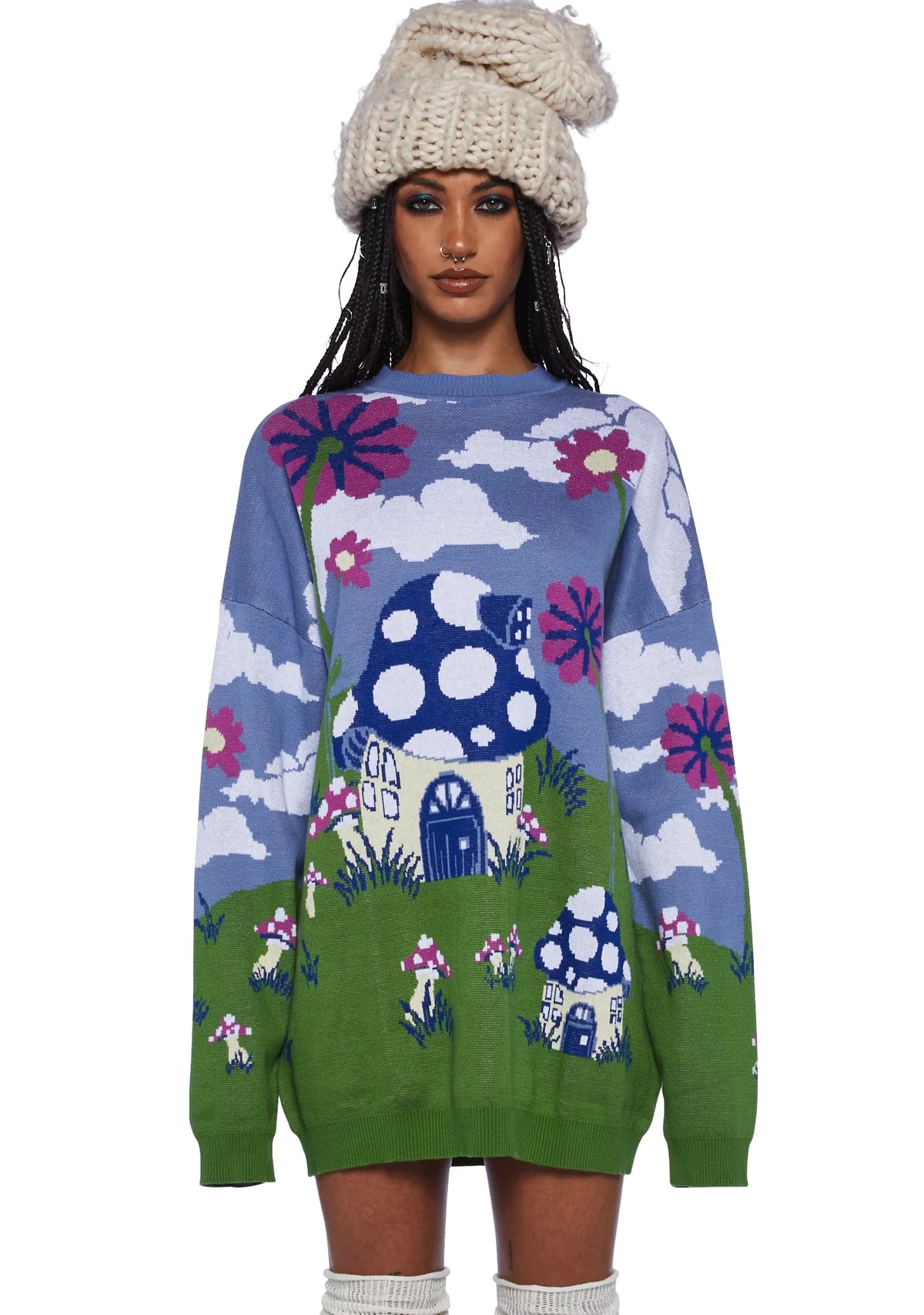 Magic Daze Knit Sweater - Light Blue