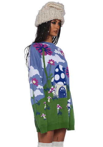 Magic Daze Knit Sweater - Light Blue