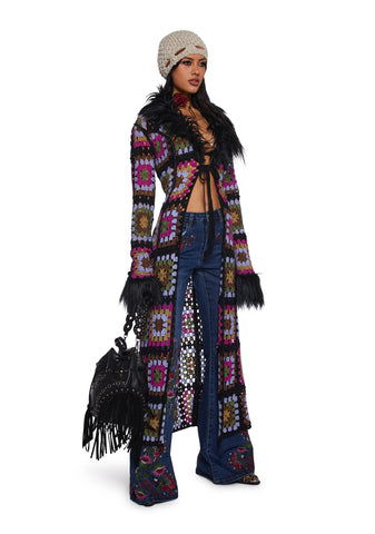 Lady Leisure Crochet Long Cardigan