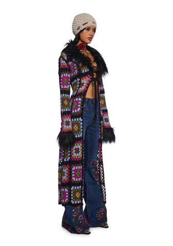 Lady Leisure Crochet Long Cardigan