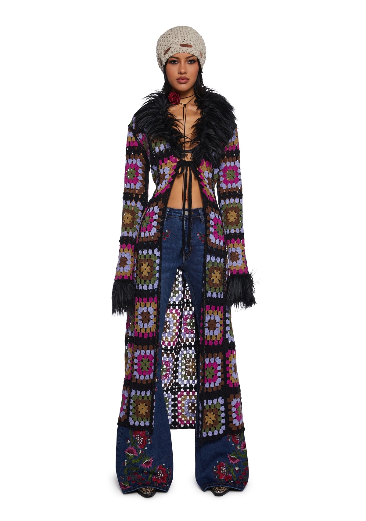 Lady Leisure Crochet Long Cardigan