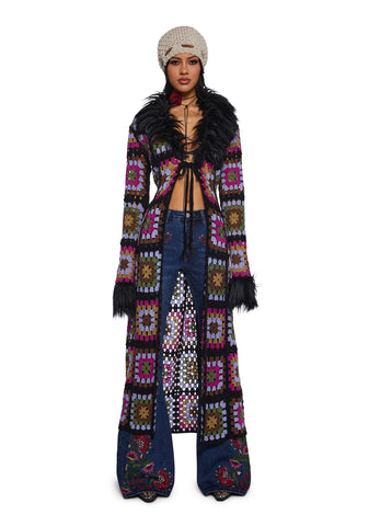 Lady Leisure Crochet Long Cardigan