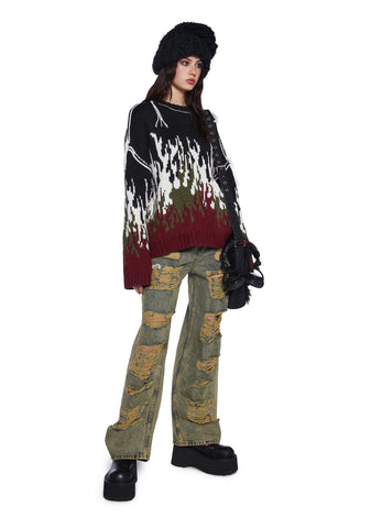 Burn Chunky Flame Knit Sweater