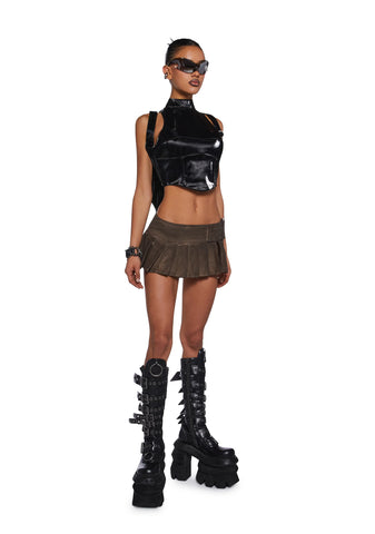 Fader Pleated Denim Micro Skirt