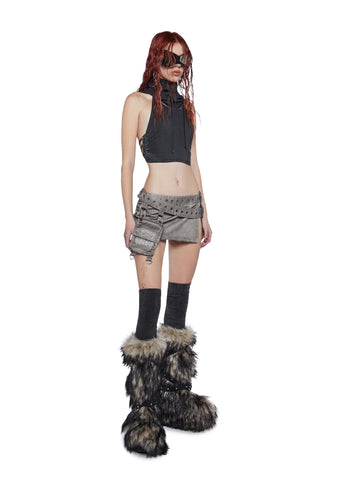 Fader Split Belt Mini Skirt