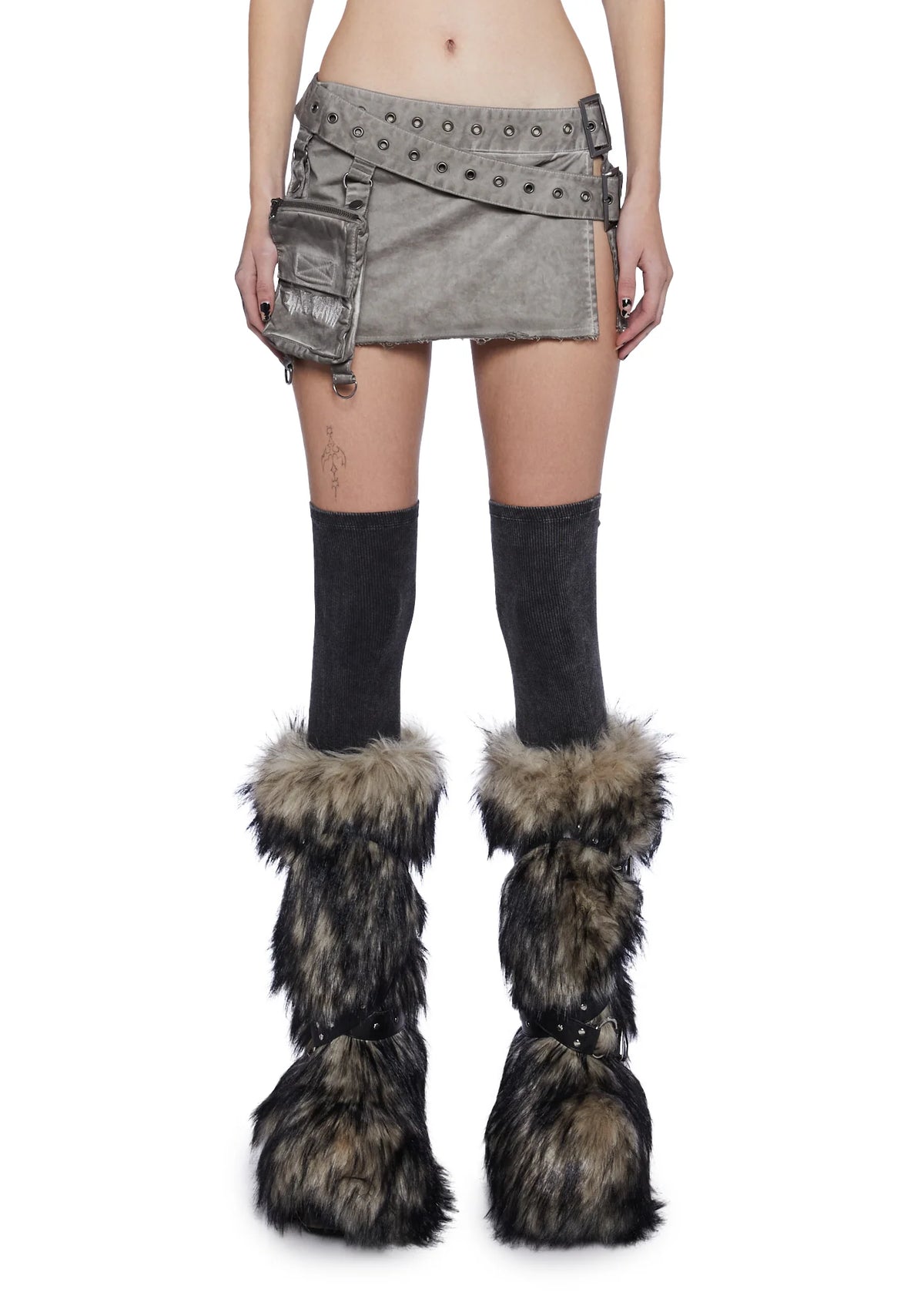 Fader Split Belt Mini Skirt