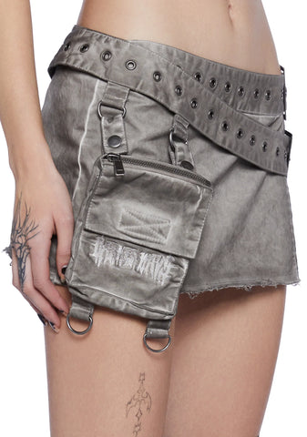 Fader Split Belt Mini Skirt