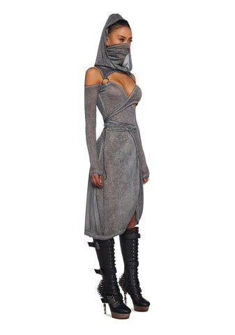 Fader Hooded Wrap Midi Dress