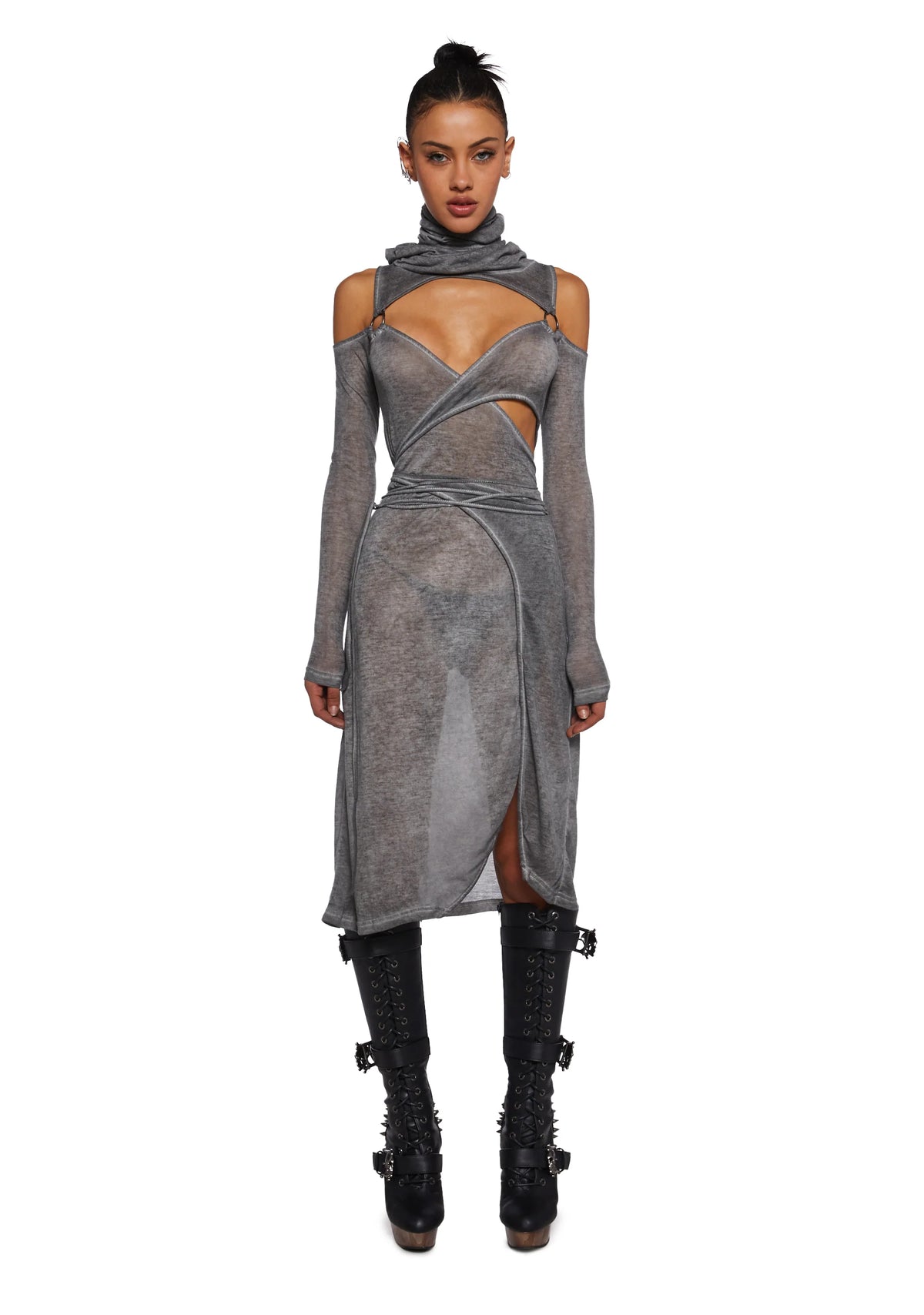 Fader Hooded Wrap Midi Dress