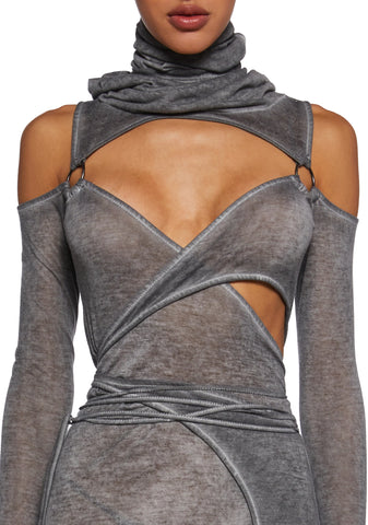 Fader Hooded Wrap Midi Dress