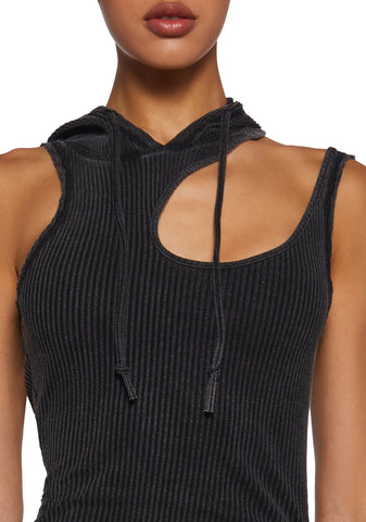 Fader Hooded Washed Mini Dress