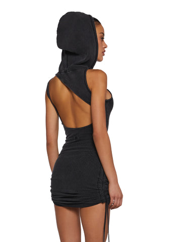 Fader Hooded Washed Mini Dress