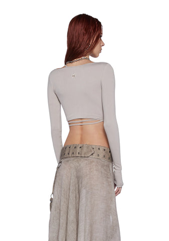 Fader Ribbed Wrap Top - Off White