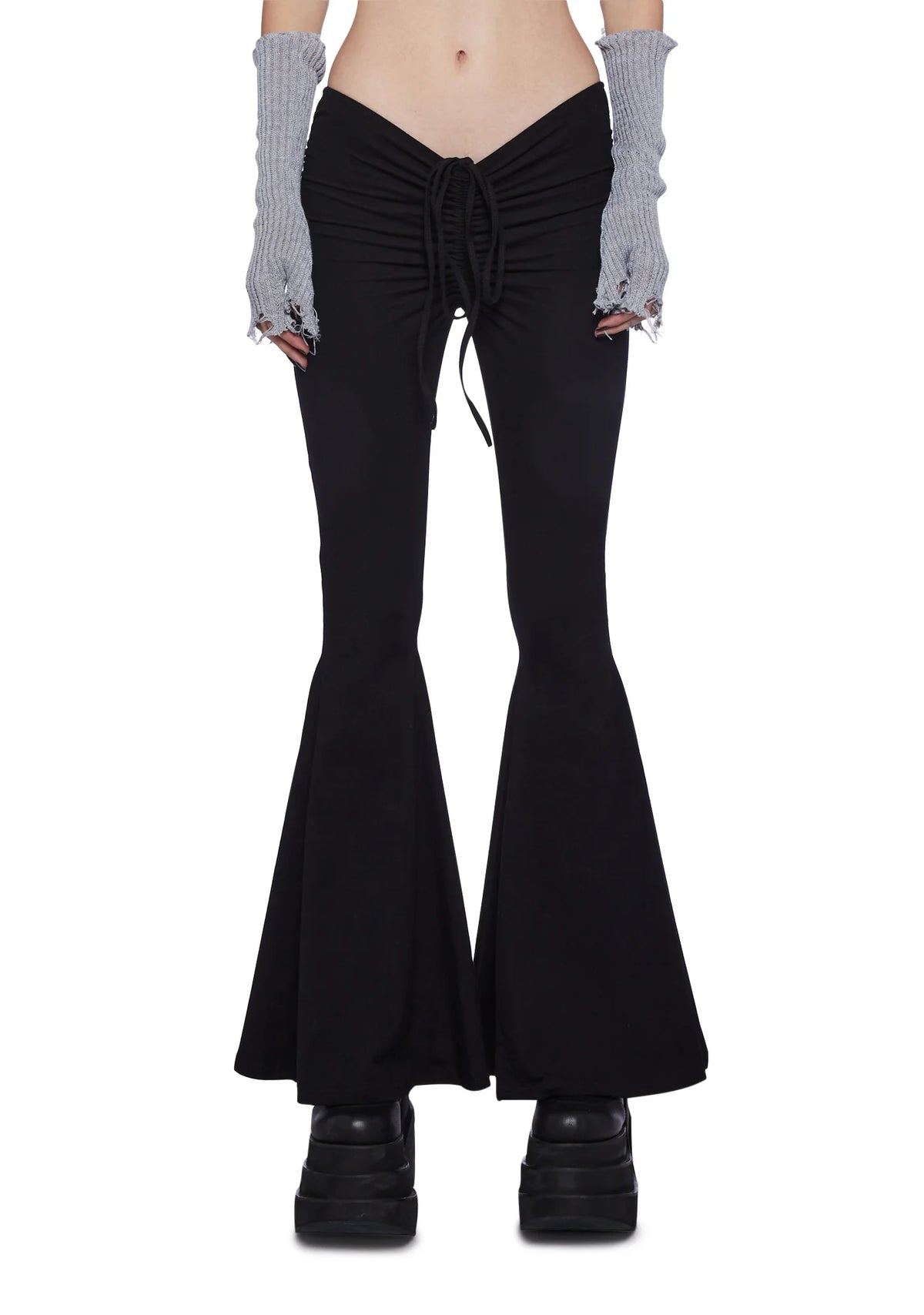 Fader V-Cut Washed Bell Bottoms - Black