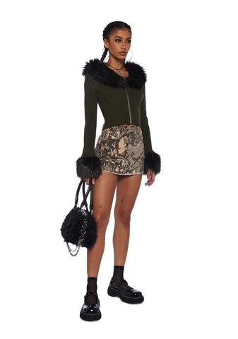 Handle With Scare Crop Top - Olive