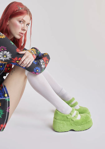 Theater Geek Platform Mary Janes - Green