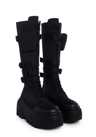 Mad Hustle Knee High Combat Boots