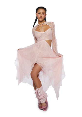 Fairydust Chronicles Lace Dress & Shrug Set - Pink