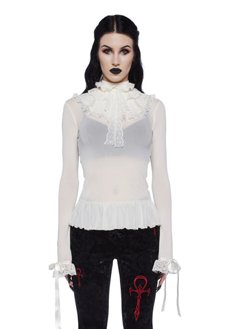 Obsession Within Long Sleeve Top - White