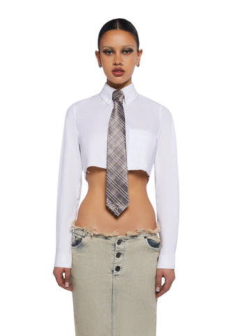 Check Tie With Ring Detail