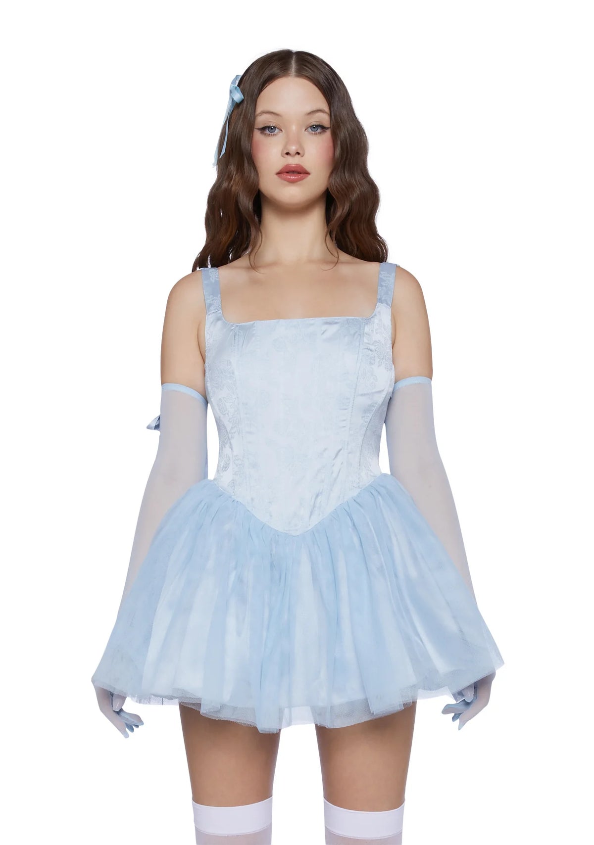 Enchanted Winter Mini Dress With Gloves